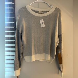 Dry Goods Gray and White Crew Neck Sweater